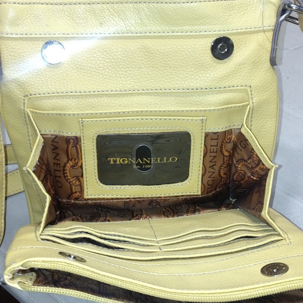 Tignanello Yellow Leather Crossbody Bag - Picture 5 of 8